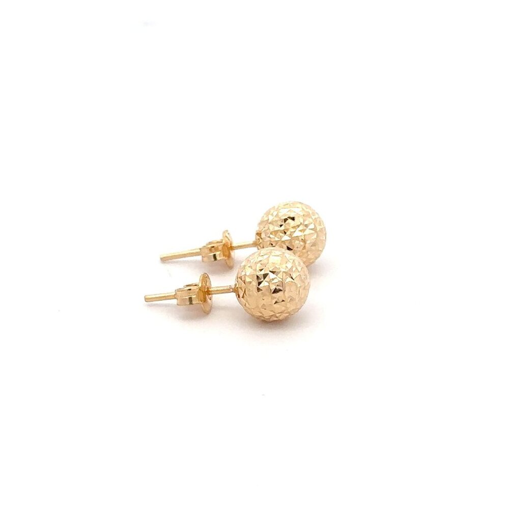 18K Gold Earrings Stud Balls Textured - Picture 5 of 11